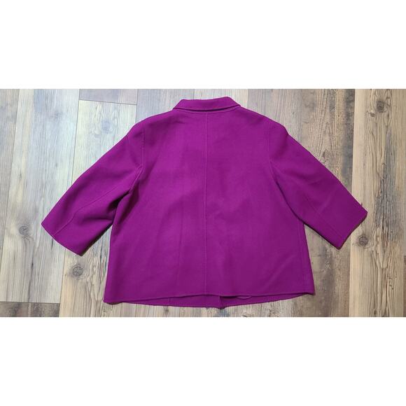 Talbots 100% Boiled Wool Swing Coat Womens 18W Petite Soft Purple Crop Coat FLAW - Picture 2 of 8